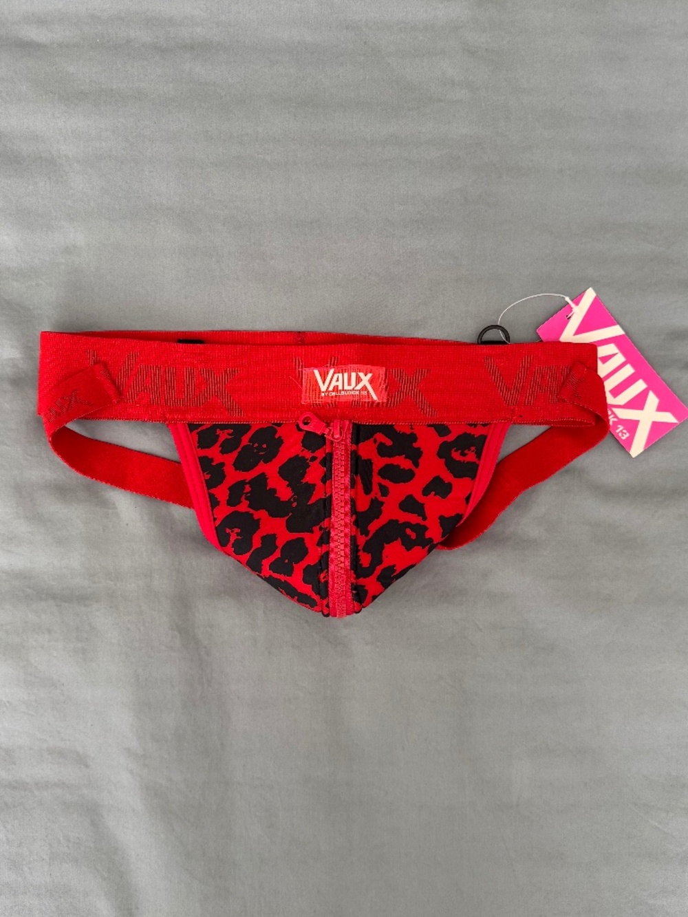 CellBlock 13 Vaux Leopard Jockstrap - Red/Black - NWT - Small